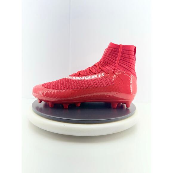 Under Armour UA Highlight 2 MC Mens Size 12.5 Red Knit Football Cleats Shoes NEW - Picture 1 of 10